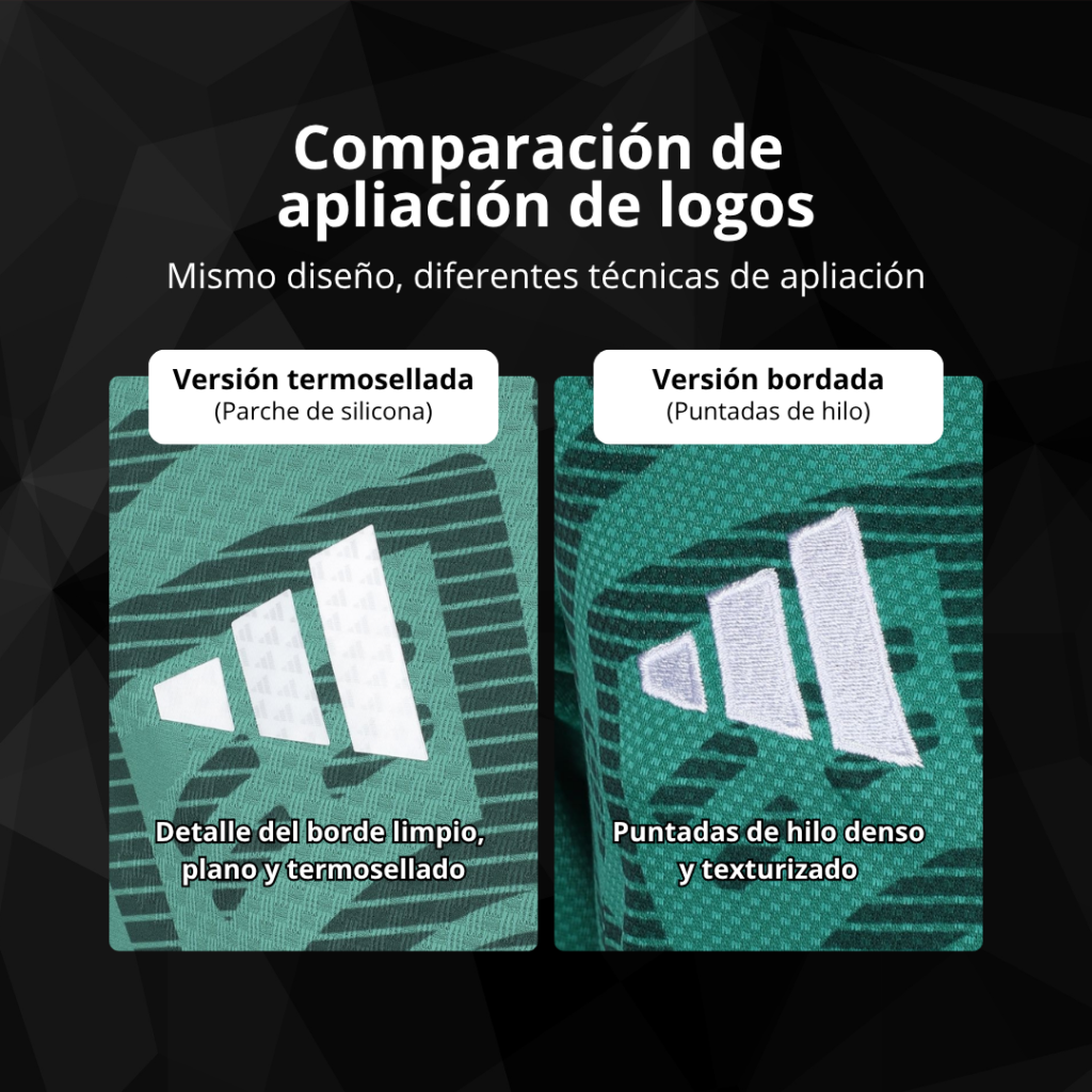 Comparación jersey versión jugador vs versión aficionado logos