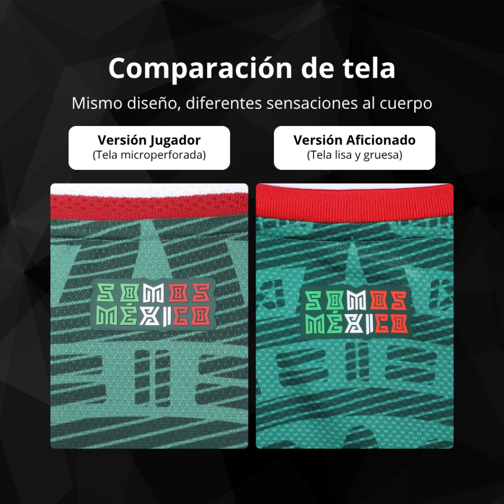 Comparación jersey versión jugador vs versión aficionado tela